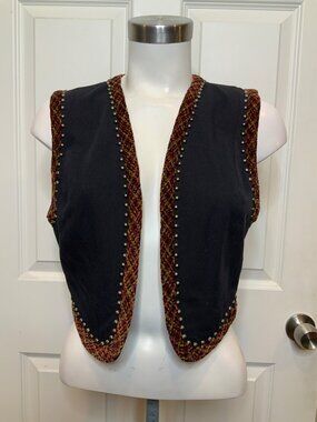 Double D Ranchwear Black Studded Cropped Vest, Size XS